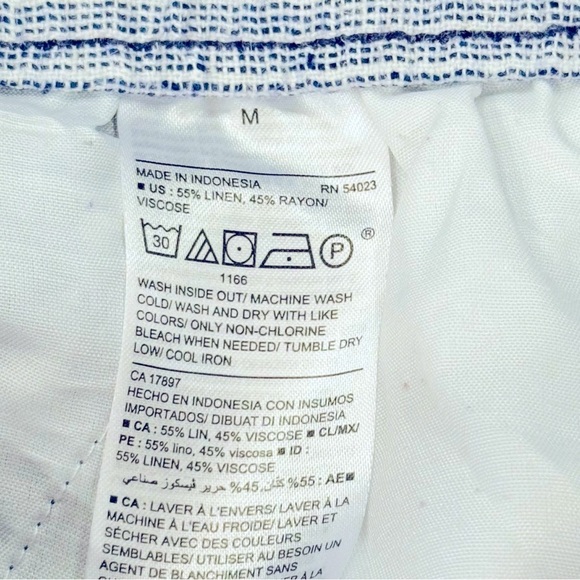 Old Navy Size L Wide Leg Navy/White Stripe Linen/Rayon Elastic/Drawstring Waist - Picture 6 of 6